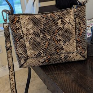 Calvin Klein Zipper Faux Snake Crossbody